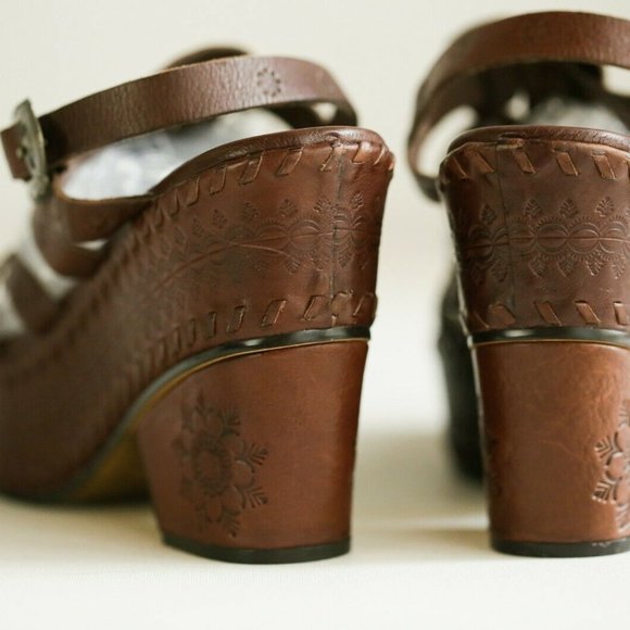 Ash Brown Wedge Sandals - Picture 9 of 12